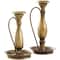 Bronze Metal Antique Style Candle Holder with Candle Plates &#x26; Handles Set